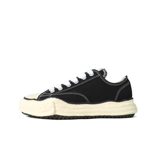 메종 미하라 야스히로 피터슨 VL OG 솔 캔버스 로우탑 스니커즈 블랙 A09FW733-BLACK