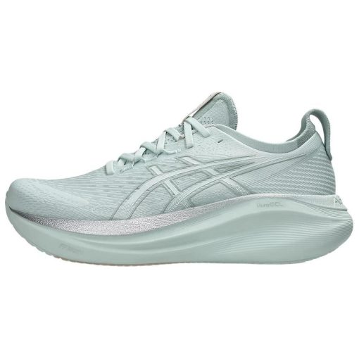 ASICS 젤 NIMBUS 27 쿠셔닝, 미끄럼 방지, 통기성이 좋은 쿠션감 로우탑 마라톤 트레이닝 러닝 신발 남성 라이트 블루 1011B958-300