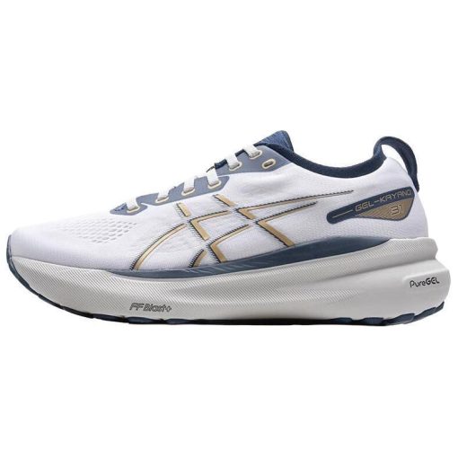 ASICS 젤 Kayano 31 쿠셔닝 로우탑 마라톤 롱 기장   거리 러닝 러닝 신발 남성 화이트 블루 옐로우 1011B995-021