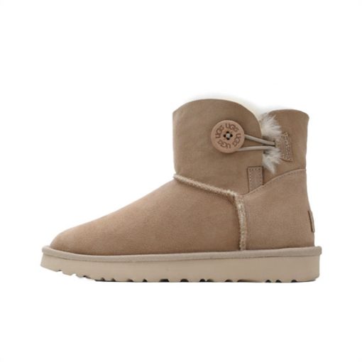 UGG 플리스 안감 웜 스노우 부츠 1016422-CRBO UGG 베일리 미니 베일리 버튼 II 부츠 카키