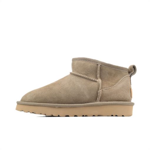 UGG 클로즈드 토 앵클 부츠 (1116109-ALP, UGG 클래식 울트라 미니, 카키 색상)