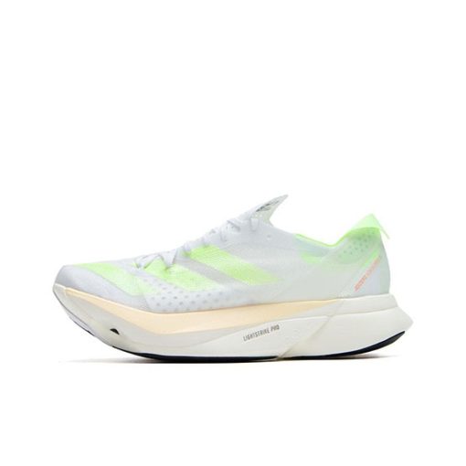 아디다스 Adizero Adios 프로 3 쿠션감 로우탑 카본 플레이트 마라톤 롱 기장   거리 러닝 러닝 신발 남녀공용 화이트 네온 그린 IH2524