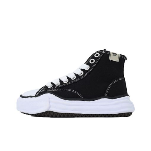 메종 미하라 야스히로 피터슨 OG 솔 캔버스 하이탑 스니커즈 블랙 A01FW701-BLACK
