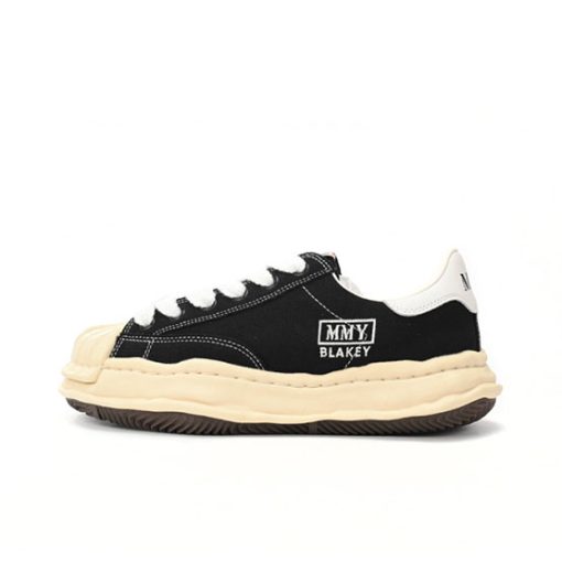 메종 미하라 야스히로 블레이키 VL OG 솔 캔버스 로우탑 스니커즈 블랙 A09FW732-BLACK