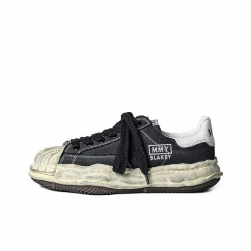 메종 미하라 야스히로 블레이키 OG 솔 디스트레스 캔버스 로우탑 스니커즈 블랙 A10FW712-BLACK