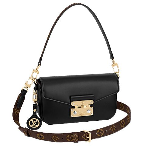 LOUIS VUITTON 송아지 가죽 및 캔버스 소재 트림 숄더 백, 핸드백, 숄더 백 여성 블랙 M20393