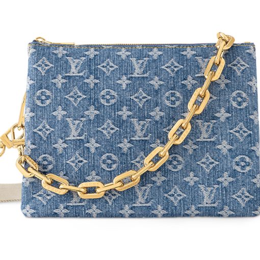 LOUIS VUITTON 쿠션 데님 숄더 백, 크로스 백 S 여성 데님 블루 M24564
