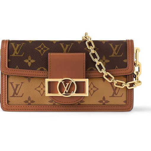 LOUIS VUITTON 다푸인 코팅 캔버스 및 소가죽 휴대용 크로스백, 숄더 백 여성 브라운 M46757
