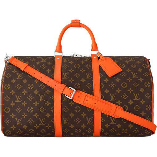 LOUIS VUITTON 키폴 코팅 캔버스 및 소가죽 트림 핸드백, 숄더 백, 크로스백, 여행 백 남성 브라운 & 오렌지 M46770
