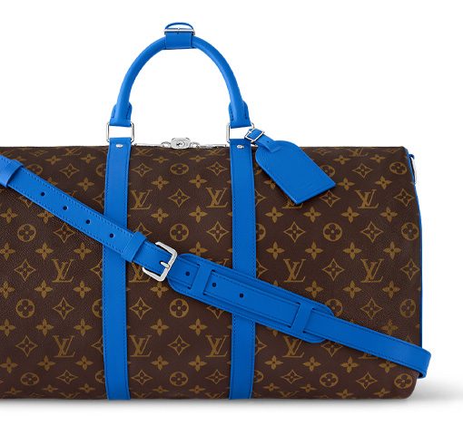 LOUIS VUITTON 키폴 코팅 캔버스 및 소가죽 트림 핸드백, 숄더 백, 크로스백, 여행 백 남성 블루 & 브라운 M46772