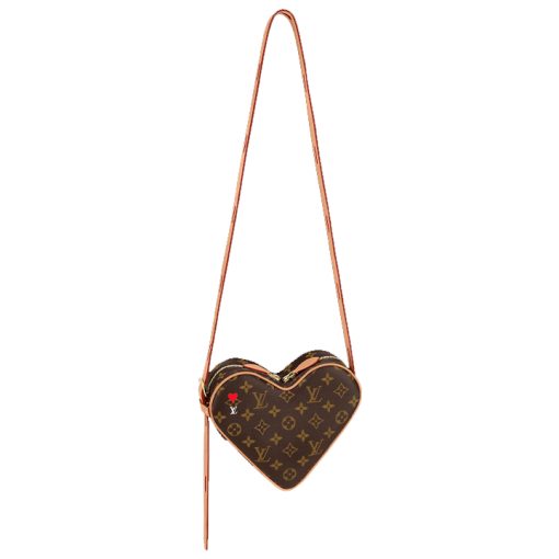 LOUIS VUITTON 캔버스+가죽 트림 숄더 백, 크로스 백 레귤러 여성 브라운 M57456