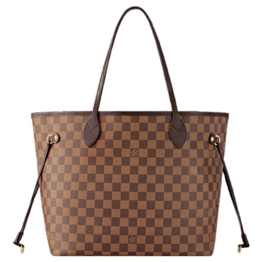 LOUIS VUITTON NEVERFULL 코팅 캔버스 및 소가죽 트림 토트 가방, 쇼핑백, 숄더 백, 핸드백 M 여성 브라운 N41358