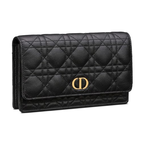 DIOR 카로 소프트 소가죽 패니 팩, 클러치, 어깨 크로스백 여성 블랙 S5091UWHC-M900