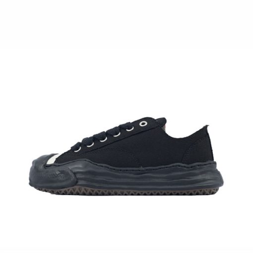 메종 미하라 야스히로 행크 OG 솔 캔버스 로우탑 스니커즈 블랙 블랙 A05FW702-BLKBLK